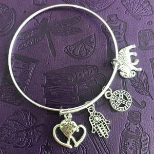 Love Peace Ethnic High Polish Stainless Steel Adjustable Charm Bracelet NWT